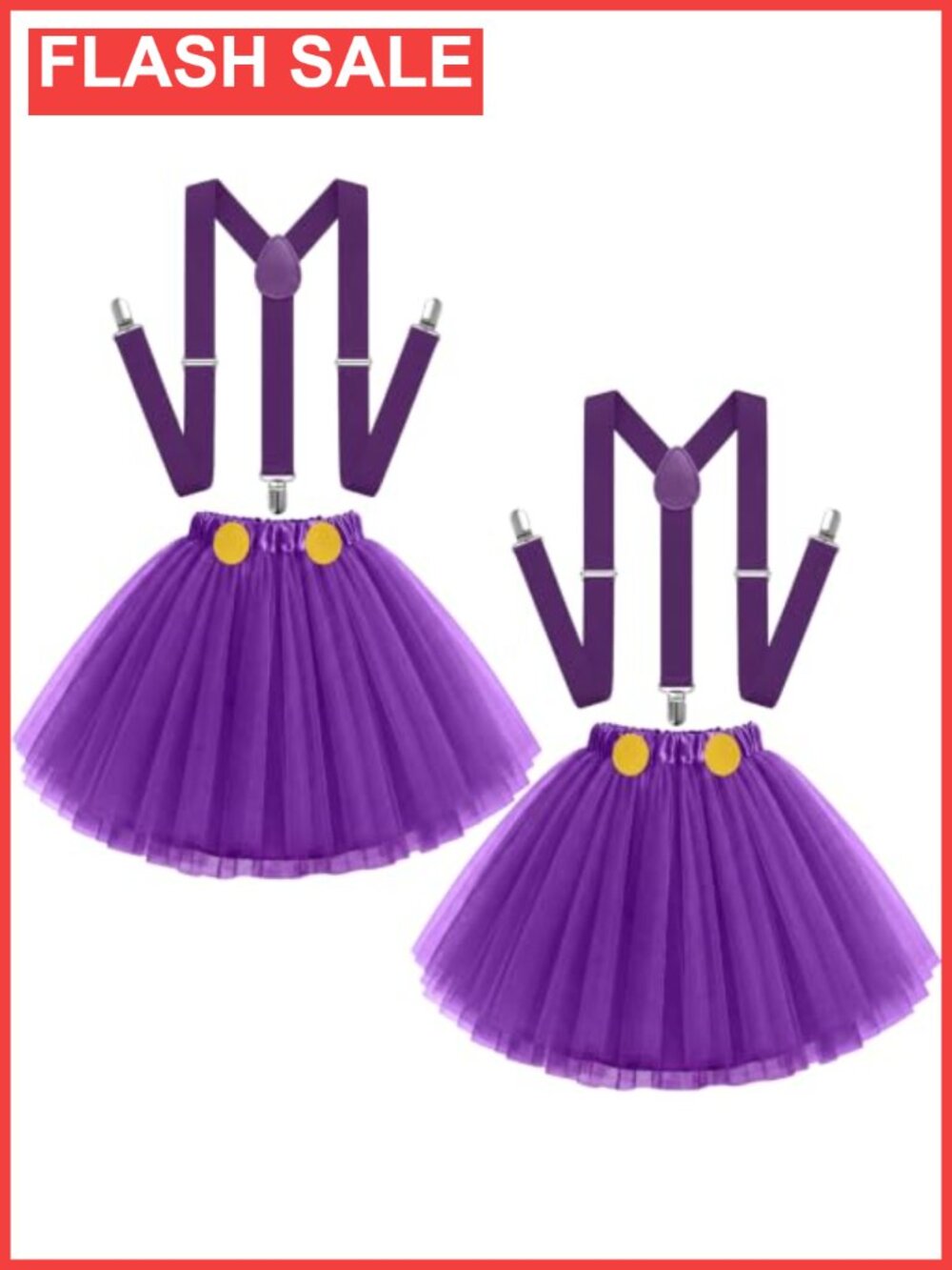 Women's Purple Tutu Skirt and Suspenders Set - Nylon Adjustable Cosplay Costume